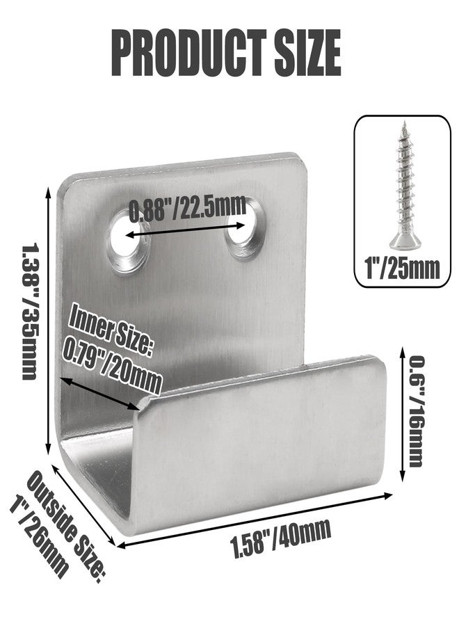 Murtenze 10Pack Tile Hanger Stainless Steel Wall Hanger Fastener Bracket, Wall Hook Picture Frame Fixing Brackets Hooks with Mounting Screws for Ceramic Tile Display(Inner Width 20mm/0.79") - Image 2
